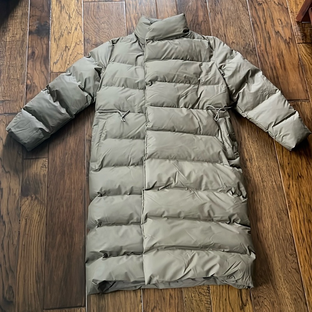 Rains Brown Long Puffer Jacket